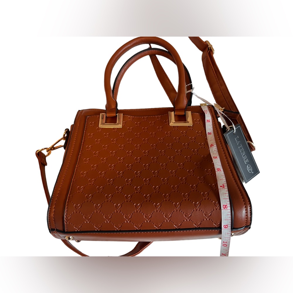 NWT La Terre Vegan Women’s Crossbody Bag. Color Brown With Gold Tone - Picture 7 of 11